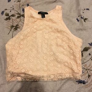 Light pink floral crop tank